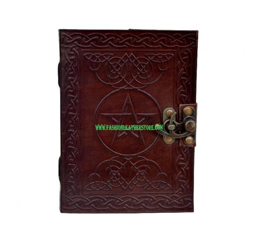 Vintage Look Distressed Leather Journal Celtic Pentacle Journal Sketchbook Diary Brown Christmas gifts
